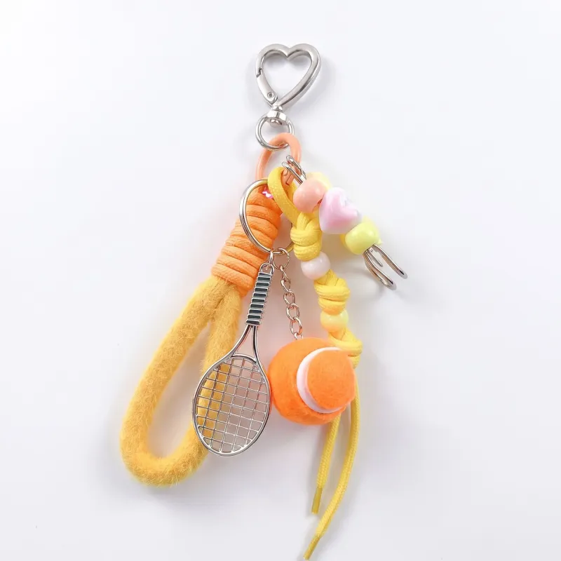 2-Piece Womens Sports Themed Bag Charm with Hanging Clip and Tennis Accessory made by Anna-Kaci