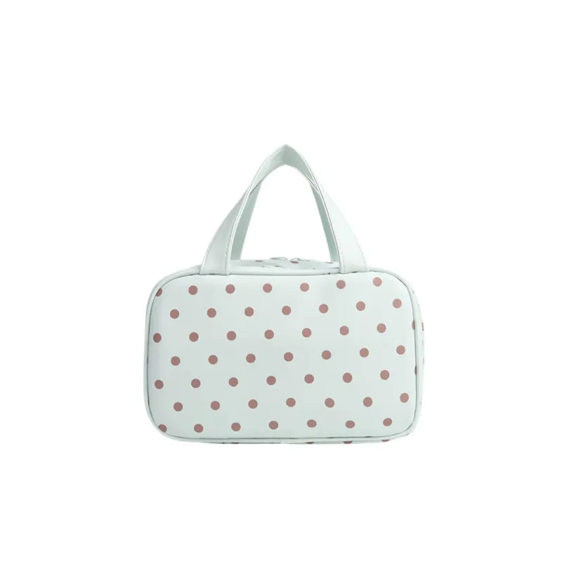 Polka Dot Cosmetic Bag, Large Capacity 3-Layer Makeup Organizer with Top Handle made by Anna-Kaci