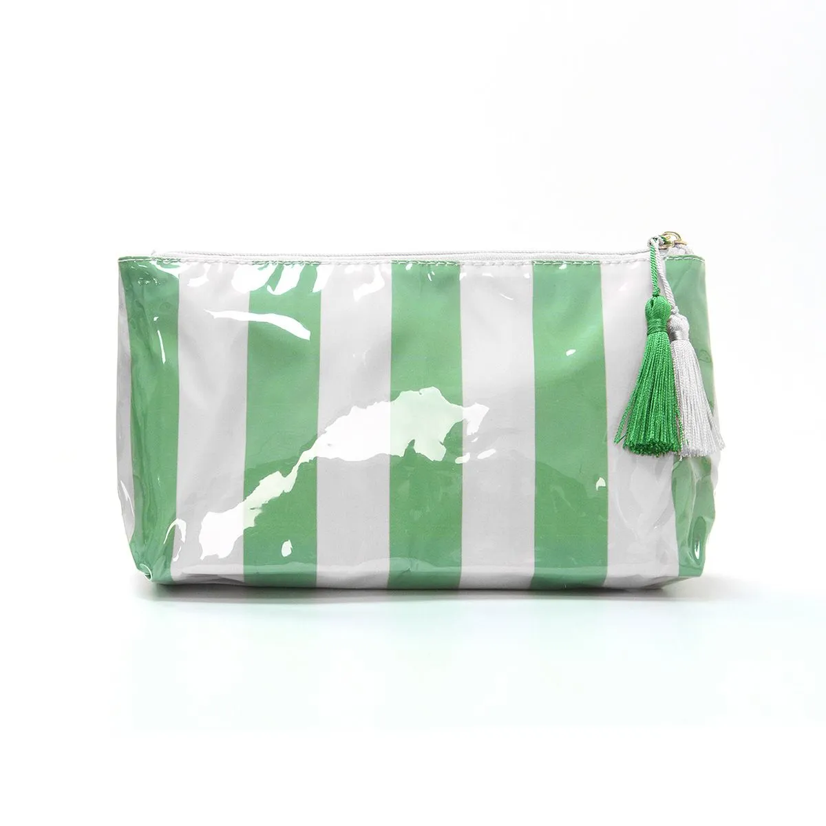Striped PVC Cosmetic Pouch Makeup Bag with Zip Closure sold by Anna-Kaci