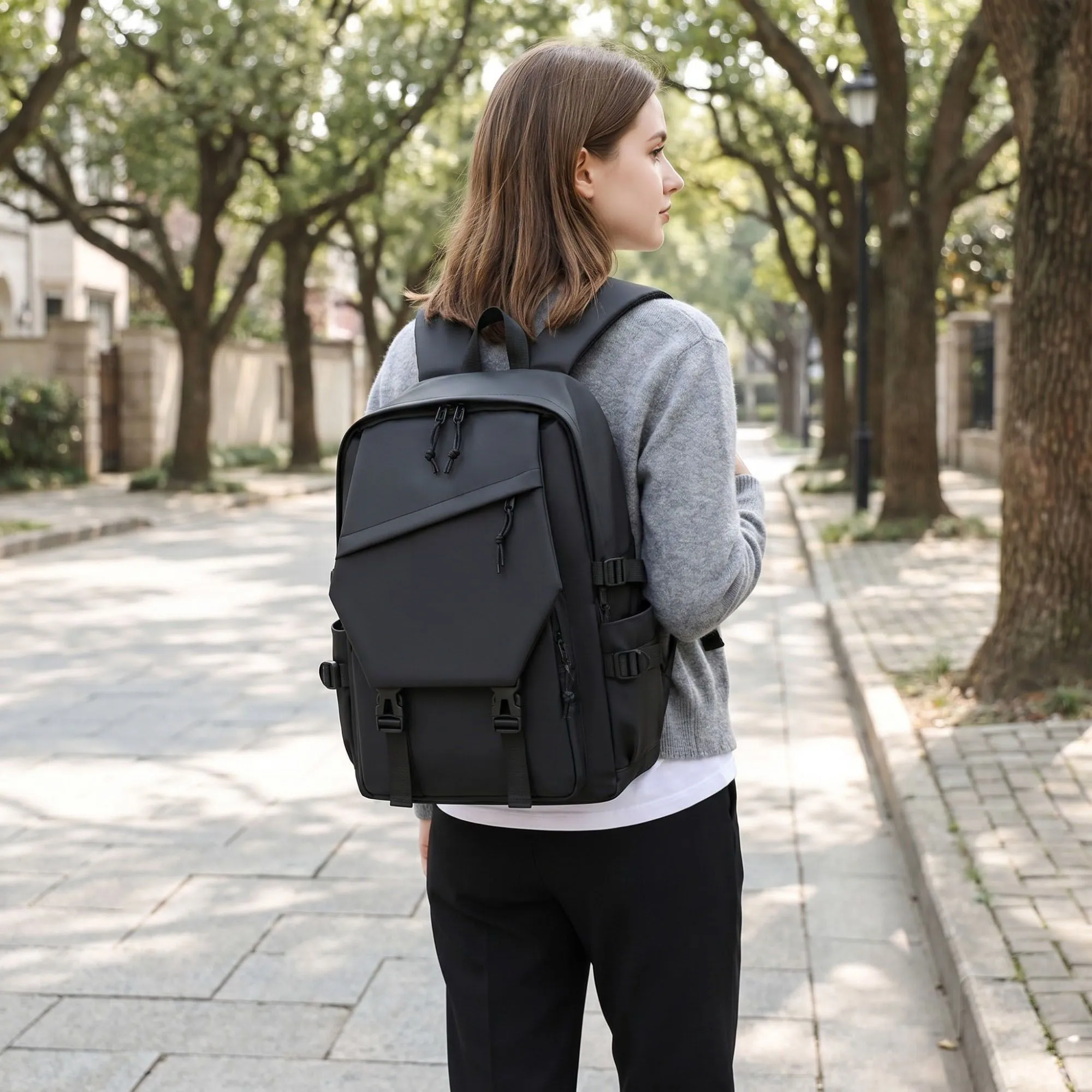 Multi-Pocket Utility Backpack with Buckle Straps, Side Pockets and Padded Shoulder Straps sold by Anna-Kaci product image thumbnail 5