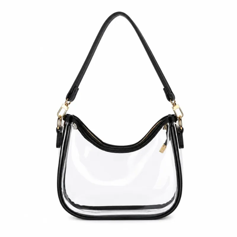 Clear PVC Crossbody Shoulder Bag with Zipper and Chain Strap made by Anna-Kaci