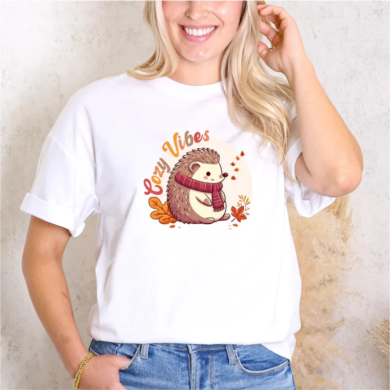"Hedgehog Cozy Vibes" Fall Vibes T-Shirt sold by Anna-Kaci