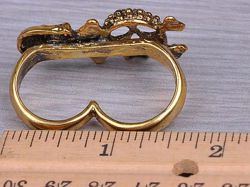 Death Bone & Skulls Head Scary Deadly Two Fingers Ring sold by Anna-Kaci product image thumbnail 5