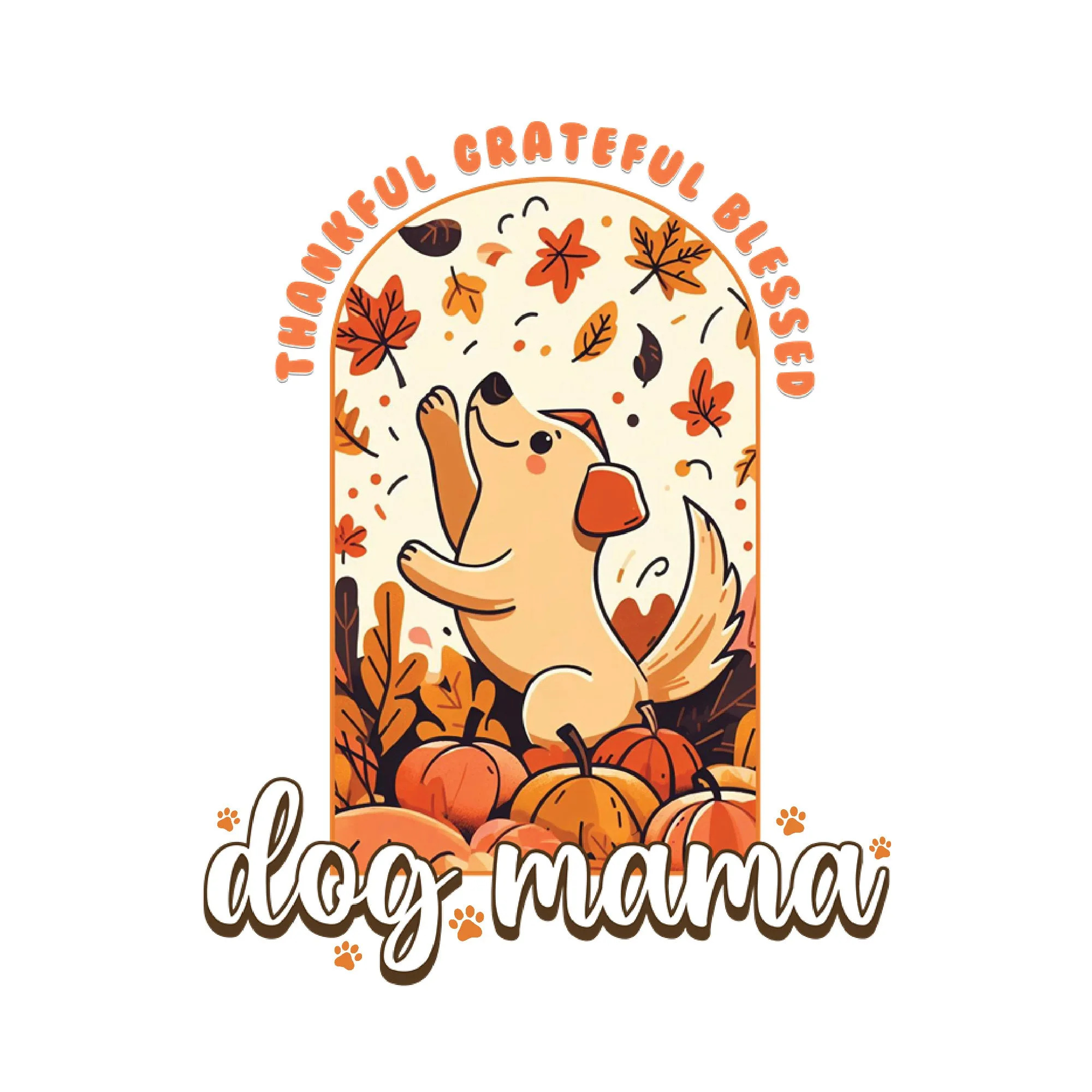 "Thankful Grateful Blessed" Dog & Autumn Delight Tee sold by Anna-Kaci product image thumbnail 4