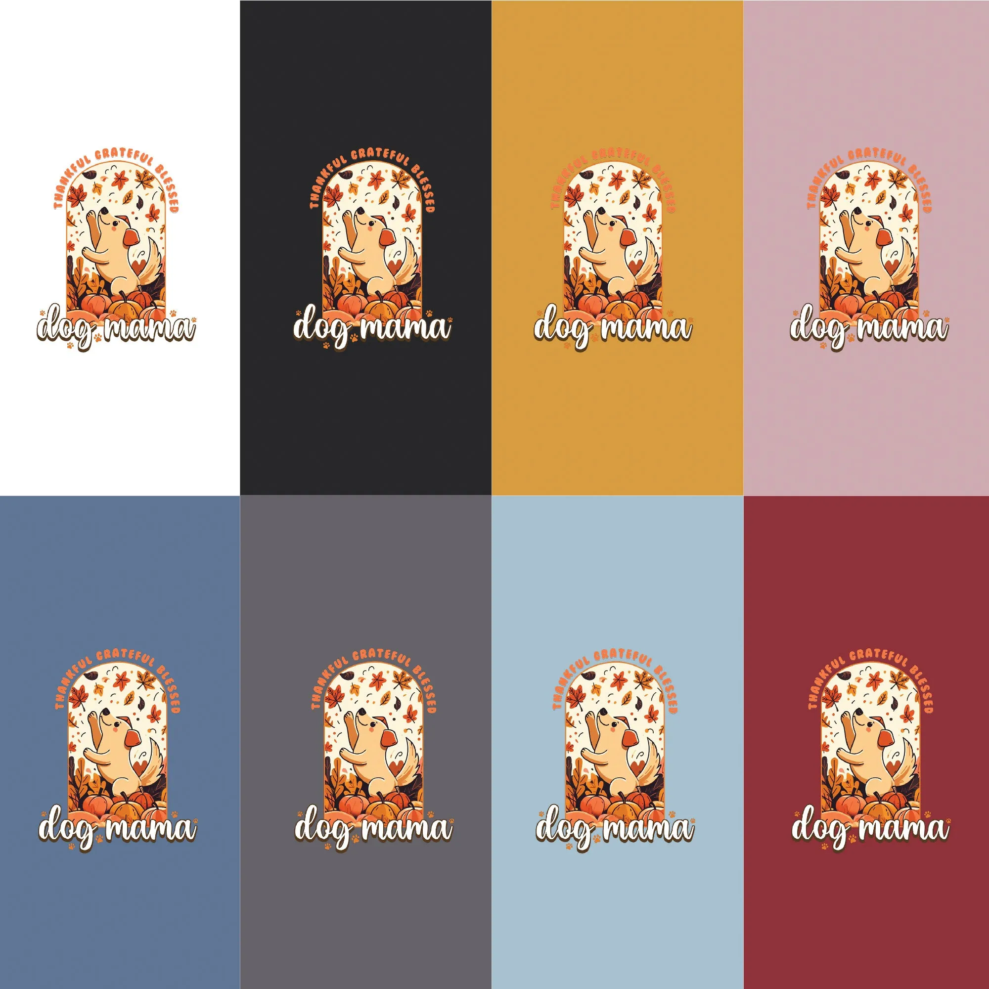 "Thankful Grateful Blessed" Dog & Autumn Delight Tee sold by Anna-Kaci product image thumbnail 3