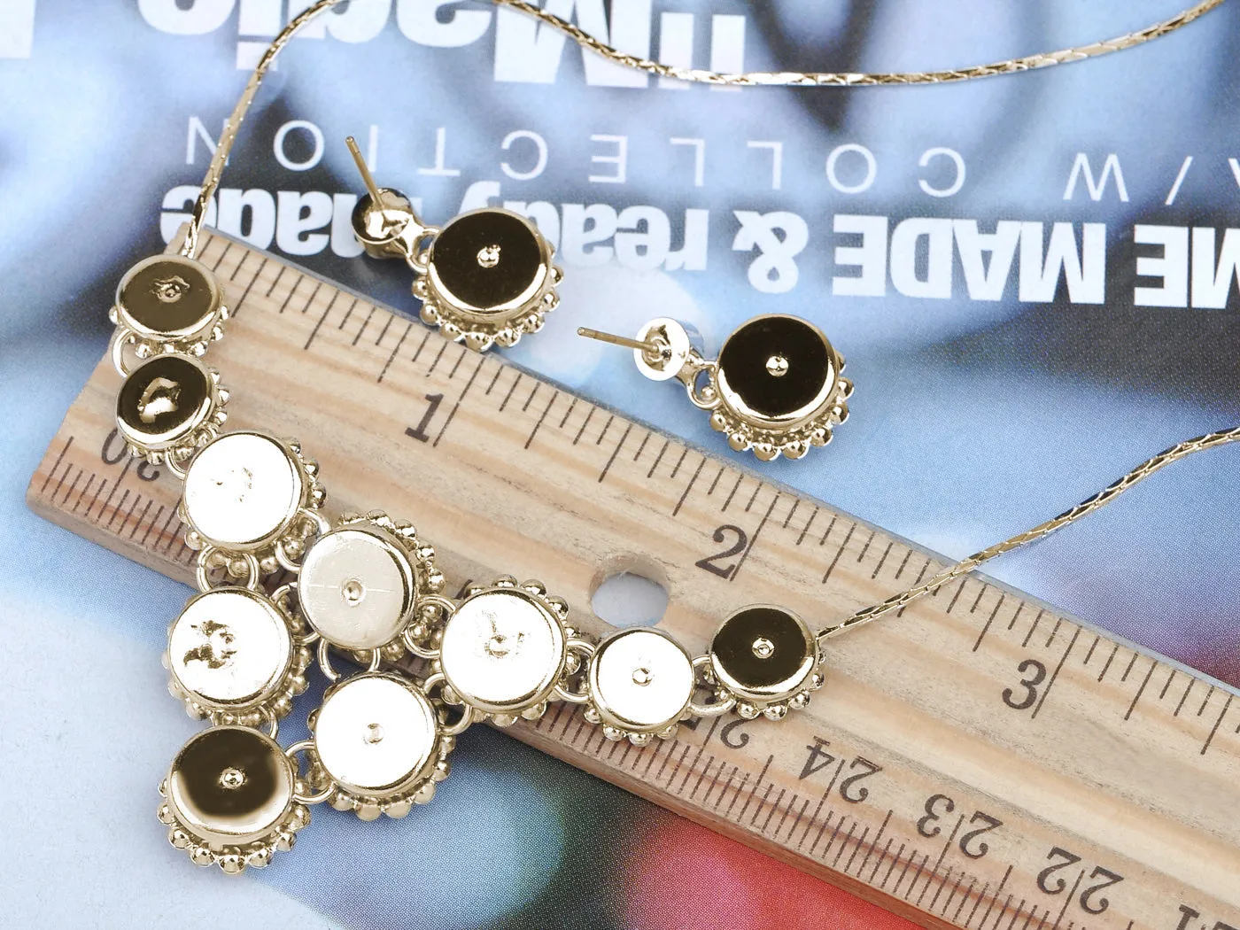 Swarovski Crystal Rose Red Silver Multi Flower Heart Necklace Earring Set sold by Anna-Kaci product image thumbnail 3