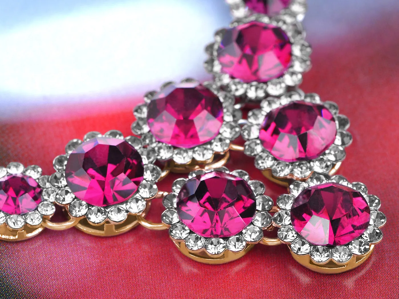 Swarovski Crystal Rose Red Silver Multi Flower Heart Necklace Earring Set sold by Anna-Kaci product image thumbnail 4