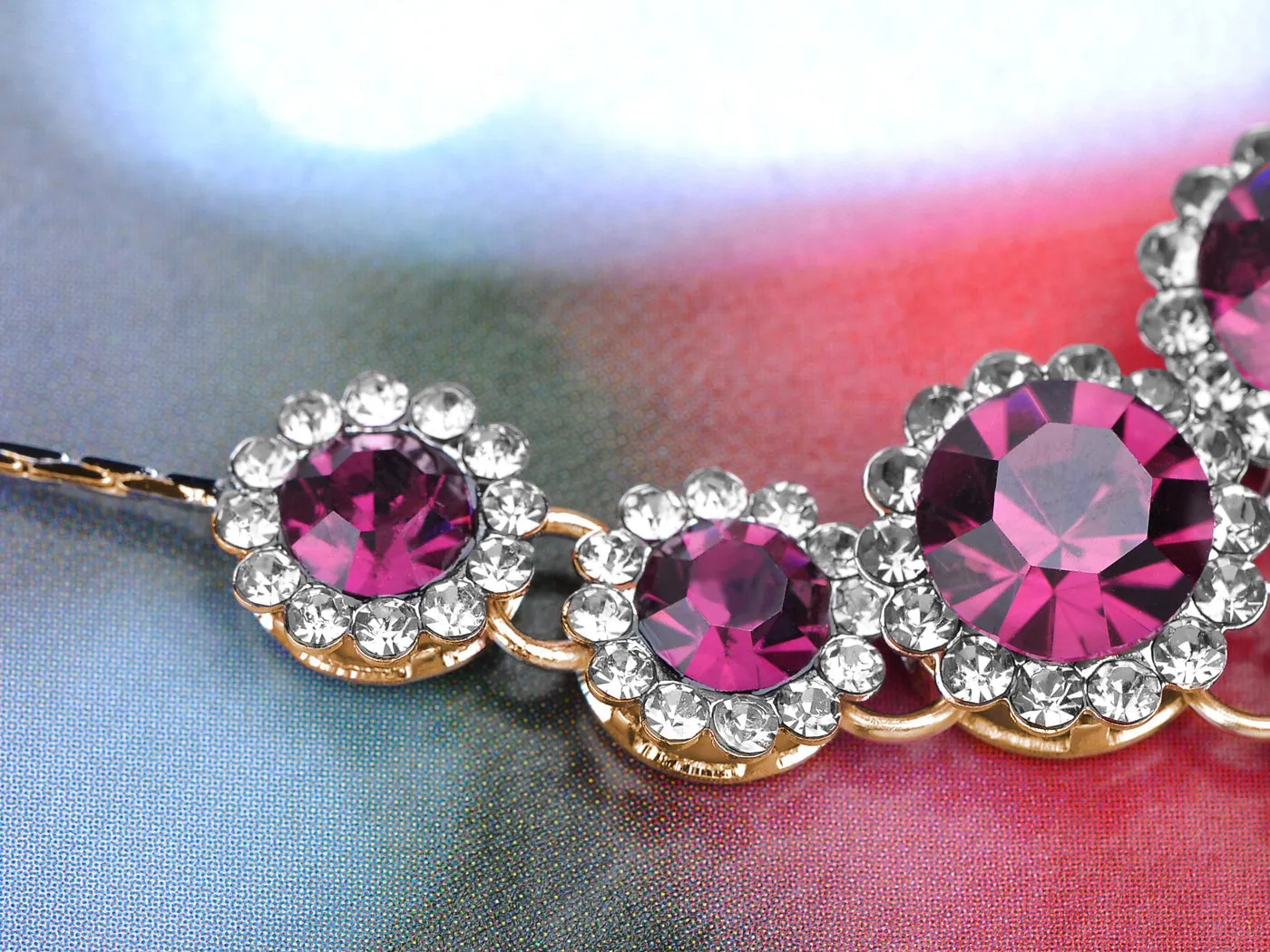 Swarovski Crystal Rose Red Silver Multi Flower Heart Necklace Earring Set sold by Anna-Kaci product image thumbnail 5