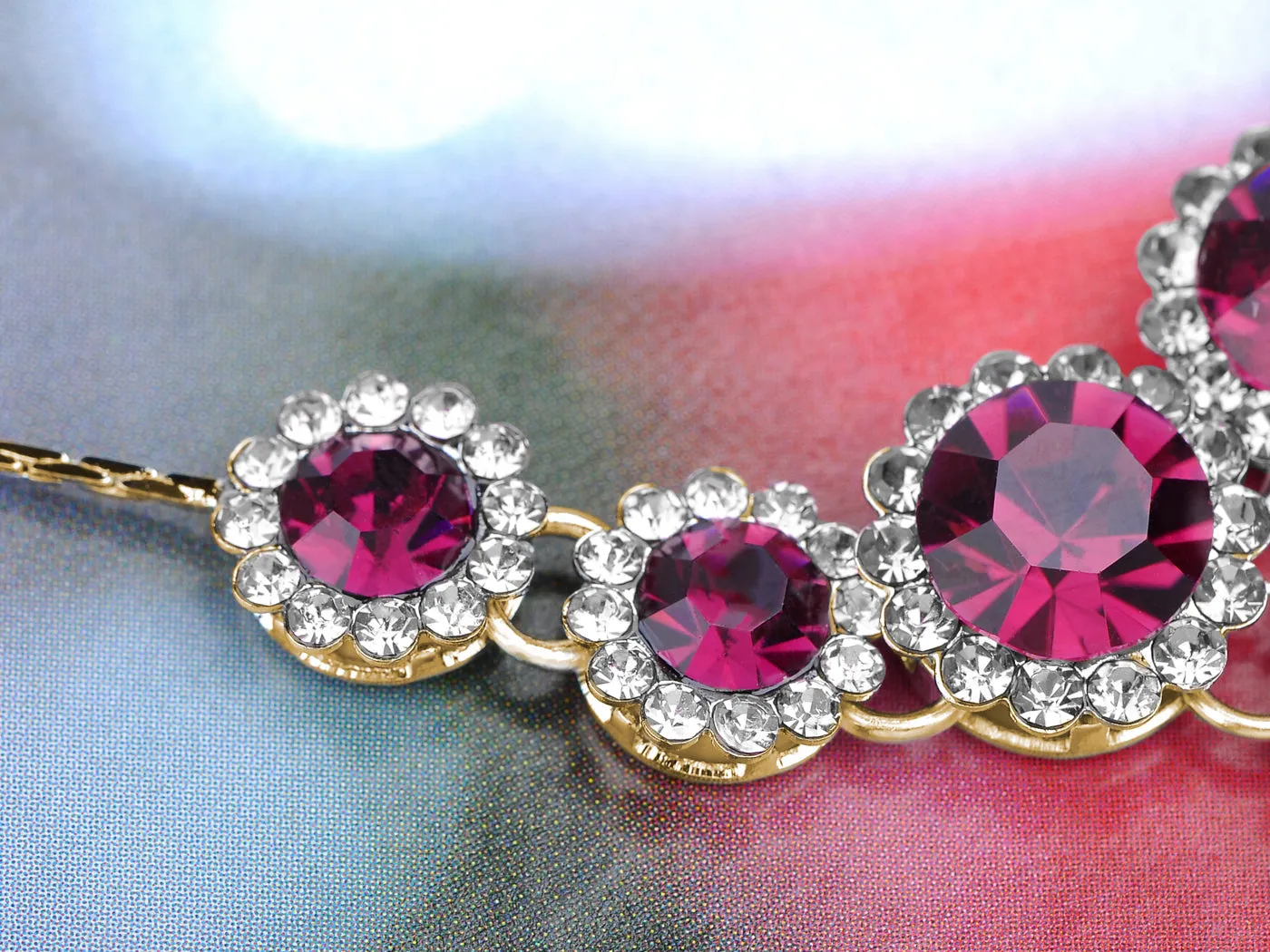 Swarovski Crystal Rose Red Silver Multi Flower Heart Necklace Earring Set sold by Anna-Kaci product image thumbnail 2