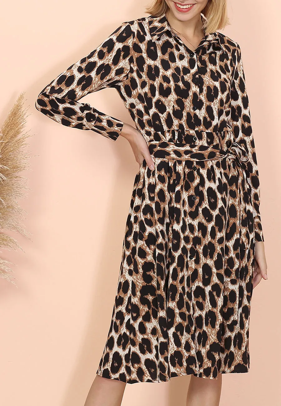 Cheetah Print Midi Ruffle Dress sold by Anna-Kaci product image thumbnail 5