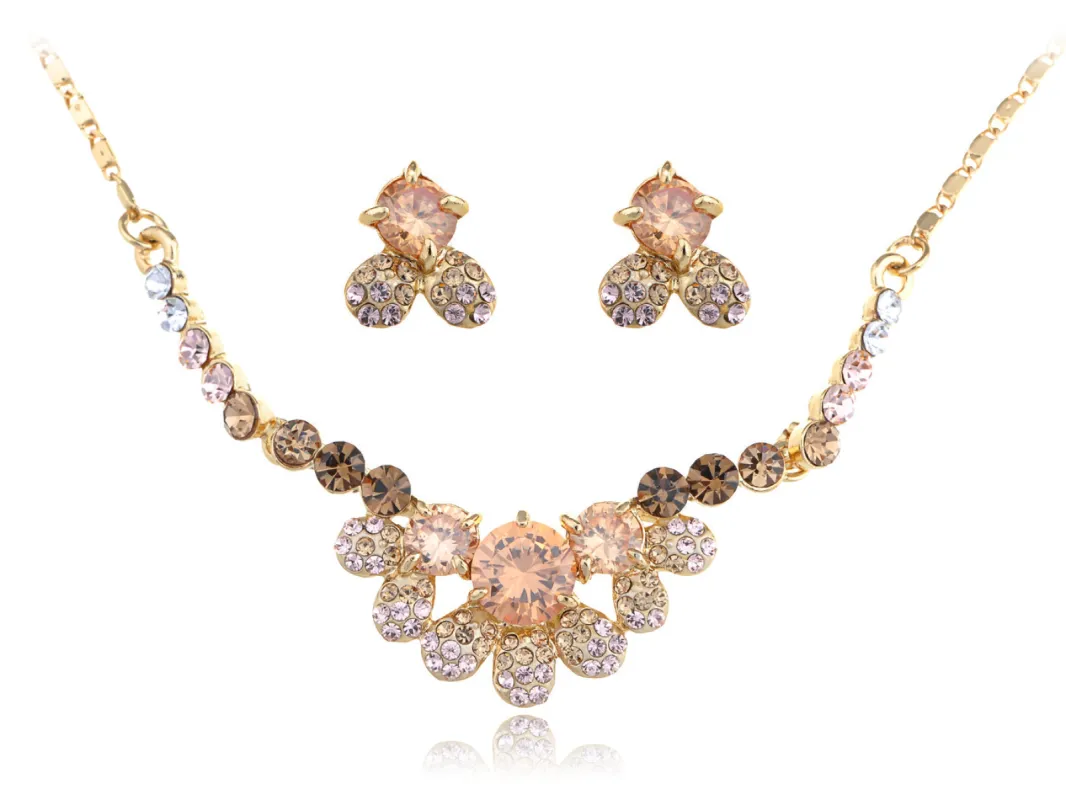 Swarovski Crystal Stem Less Clovers Element Earring Necklace Set sold by Anna-Kaci