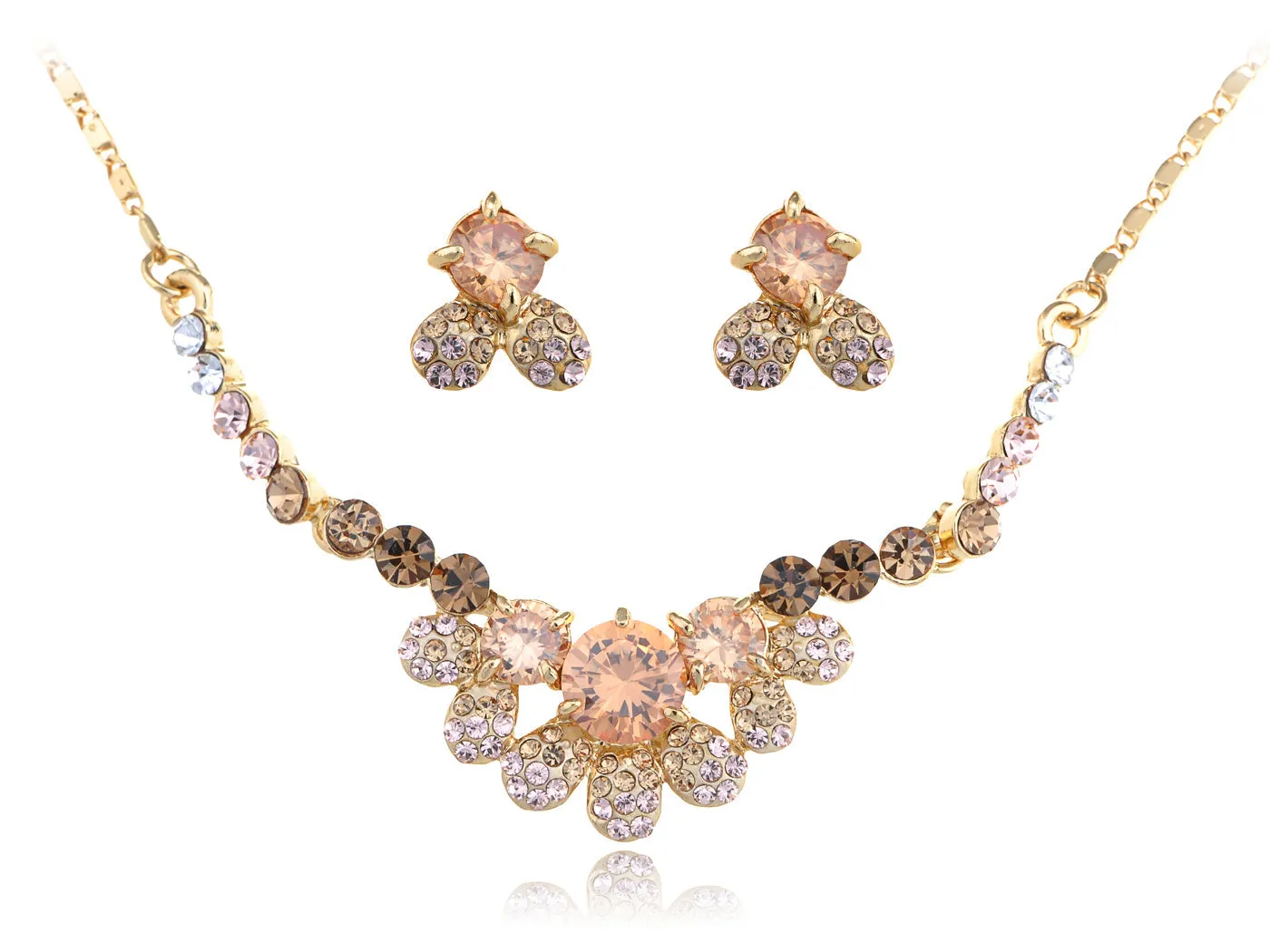 Swarovski Crystal Stem Less Clovers Element Earring Necklace Set sold by Anna-Kaci