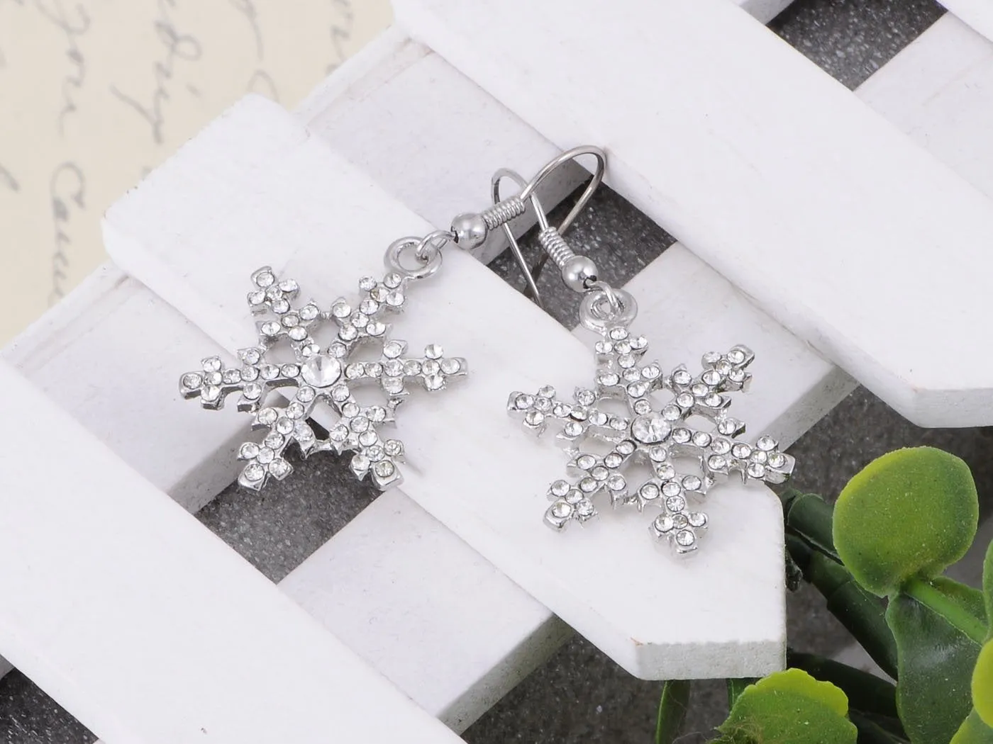 Christmas Winter Snow Snowflake Ice Cold Dangle Drop Earrings Necklace Set sold by Anna-Kaci product image thumbnail 2