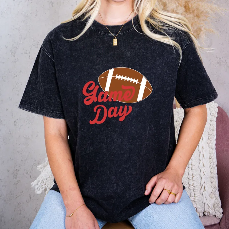 Game Day Groove Red Font Tee - Football Backdrop, Sports Event Vibes, Tail Gate Tee, Football Tee, Sports Tee, Sports Girl sold by Anna-Kaci