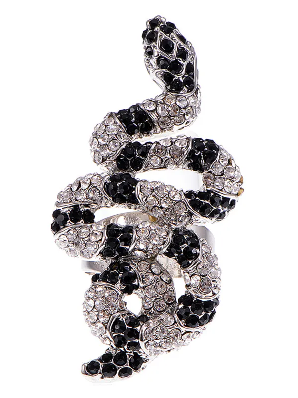 Silver Black Striped Snake Ring sold by Anna-Kaci