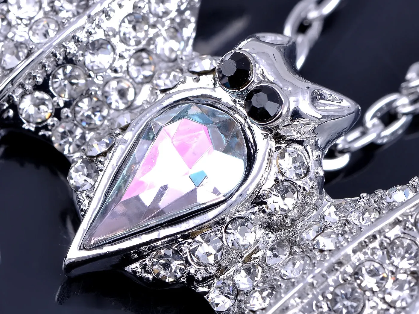 Silver Gothic Halloween Aurora Borealis Vampire Bat Animal Pendant Necklace sold by Anna-Kaci product image thumbnail 4