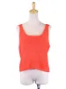 En Creme Voltaic Neon Coral Sexy Open Twist Back Knit Scoop Neck Tank Top sold by Anna-Kaci