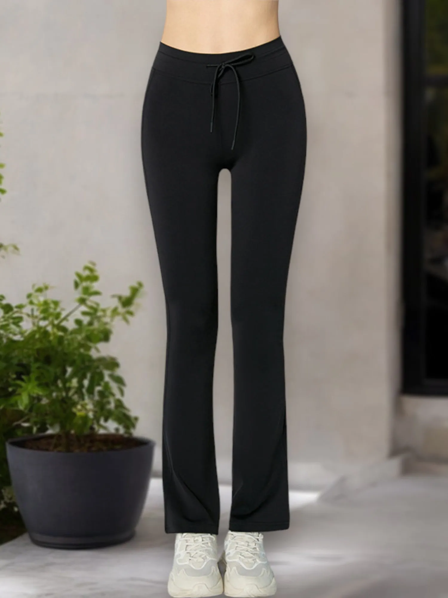 Women's High-Waisted Flare Leg Yoga Pants with Drawstring Waist sold by Anna-Kaci product image thumbnail 5