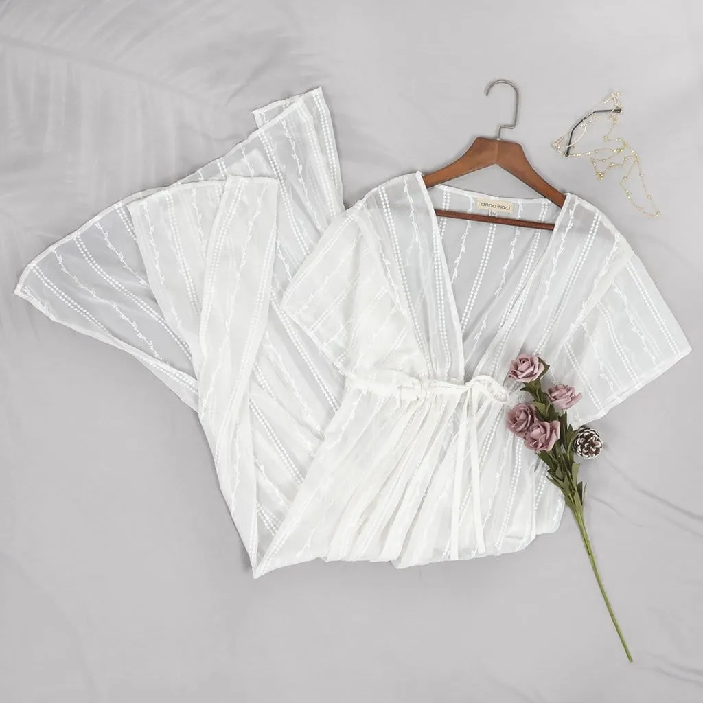 Tie Front Cover Up With Side Slits sold by Anna-Kaci