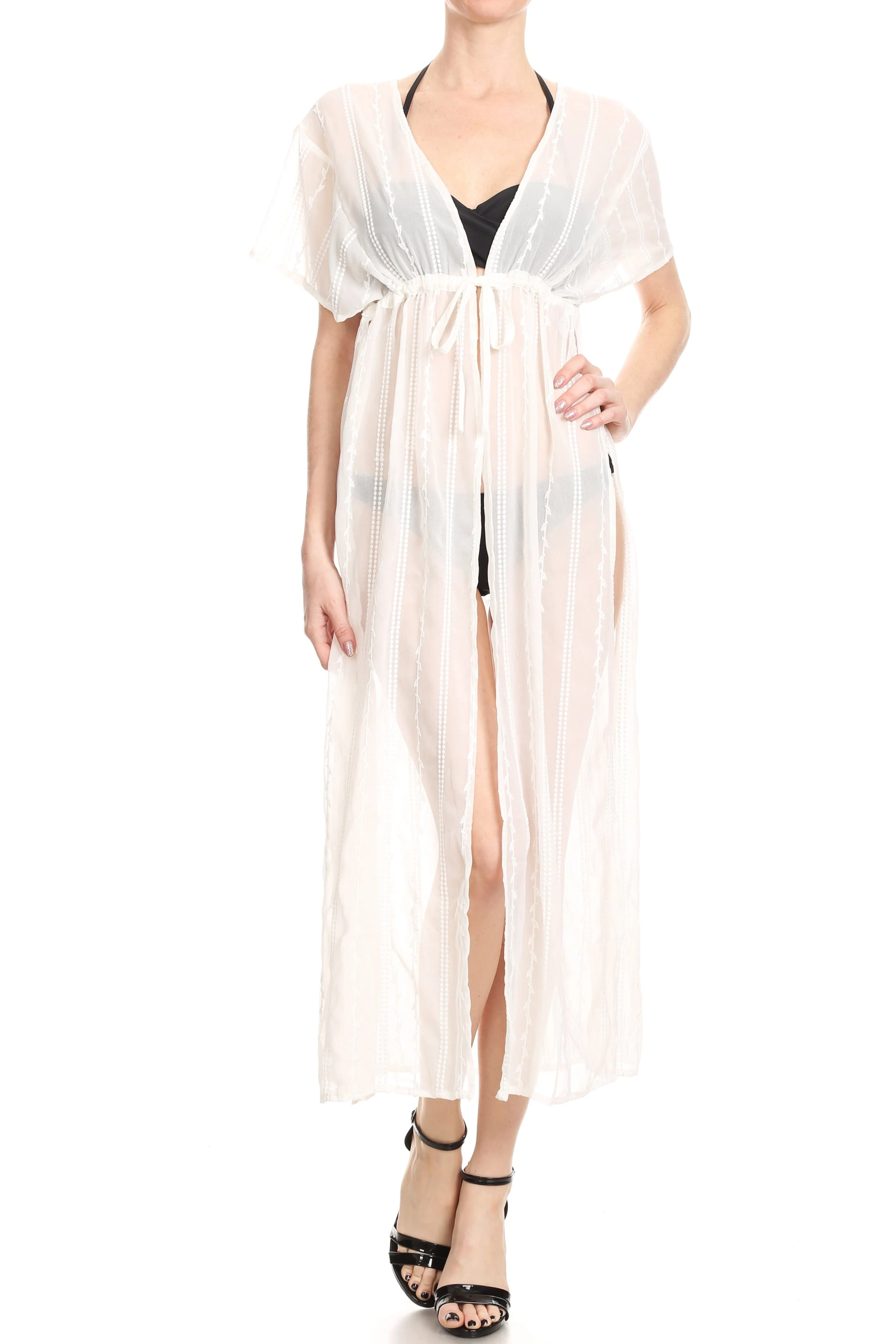 Tie Front Cover Up With Side Slits sold by Anna-Kaci product image thumbnail 2