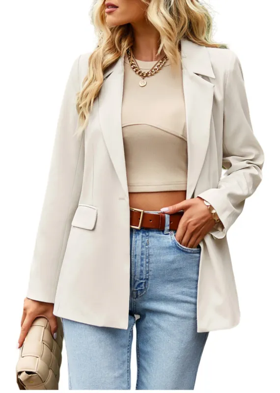 Anna-Kaci Womens Long Sleeve Casual Blazers Open Front Button Work Office Suit Jackets With Pockets sold by Anna-Kaci
