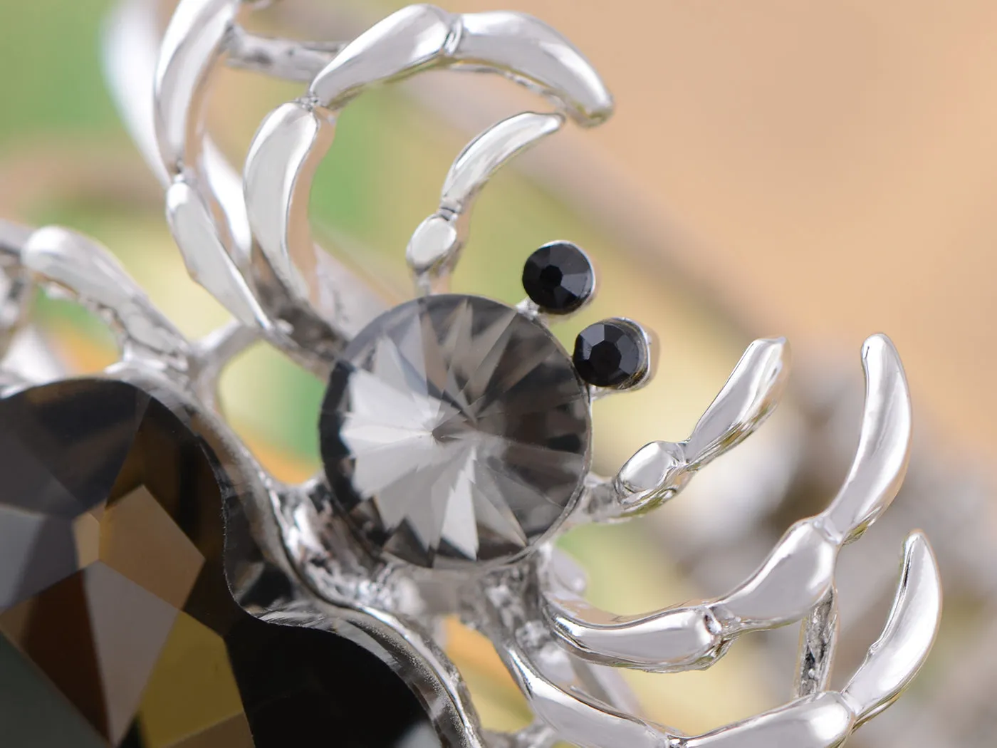 Silver Black Gems Halloween Spider Tarantula Cuff Bracelet sold by Anna-Kaci product image thumbnail 3