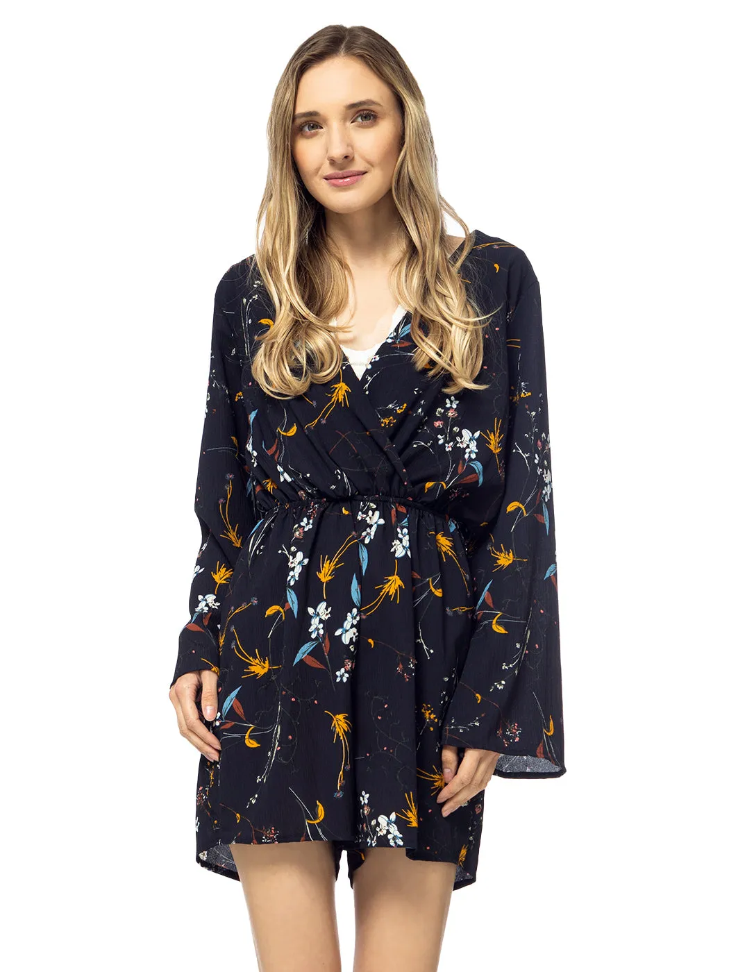 Floral Print Backless Long-Sleeve Romper sold by Anna-Kaci product image thumbnail 4