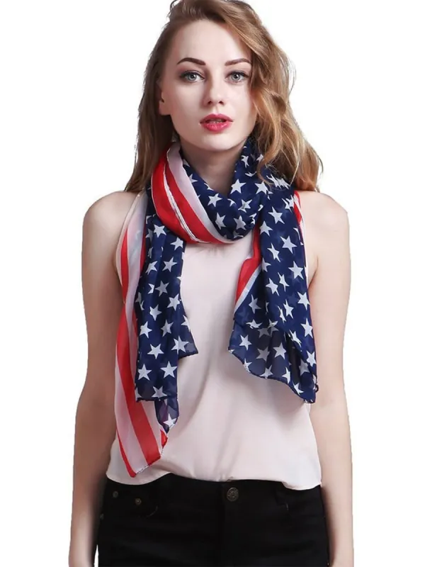 American Flag Print Scarf Face Chiffon Shawls sold by Anna-Kaci