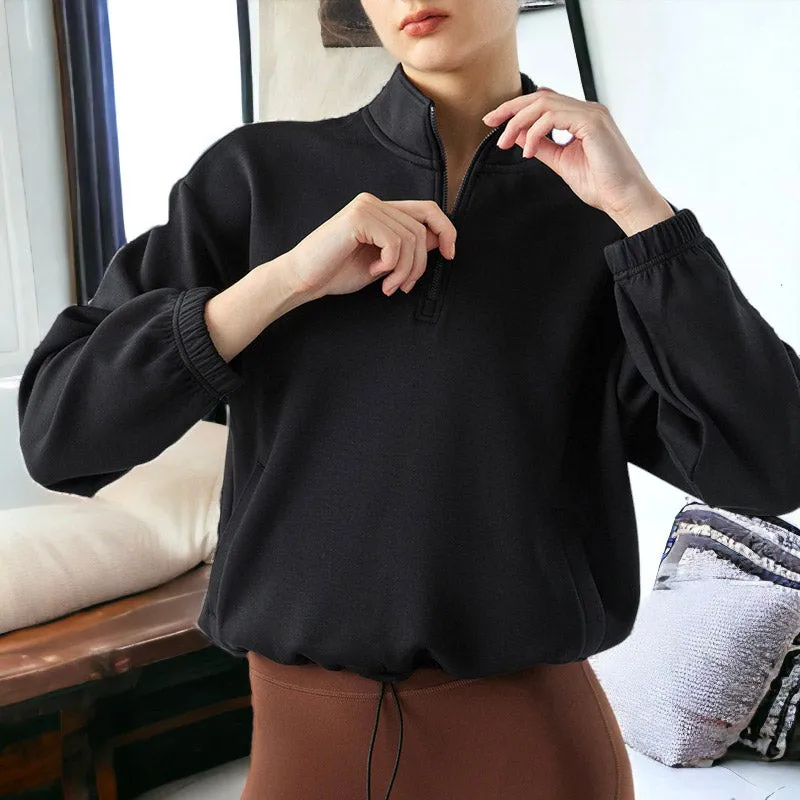 Drawstring Hem Mock Neck Sweater sold by Anna-Kaci