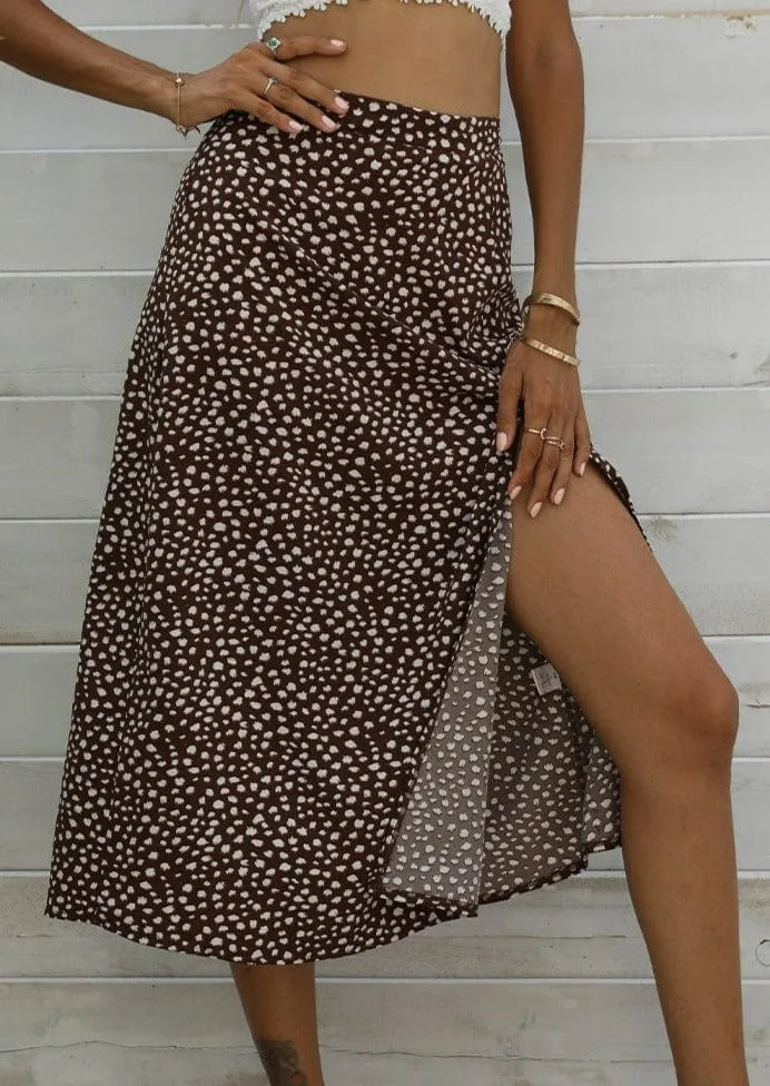 Animal Print Front Slit Skirt sold by Anna-Kaci