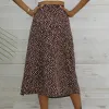 Animal Print Front Slit Skirt sold by Anna-Kaci