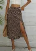 Animal Print Front Slit Skirt sold by Anna-Kaci