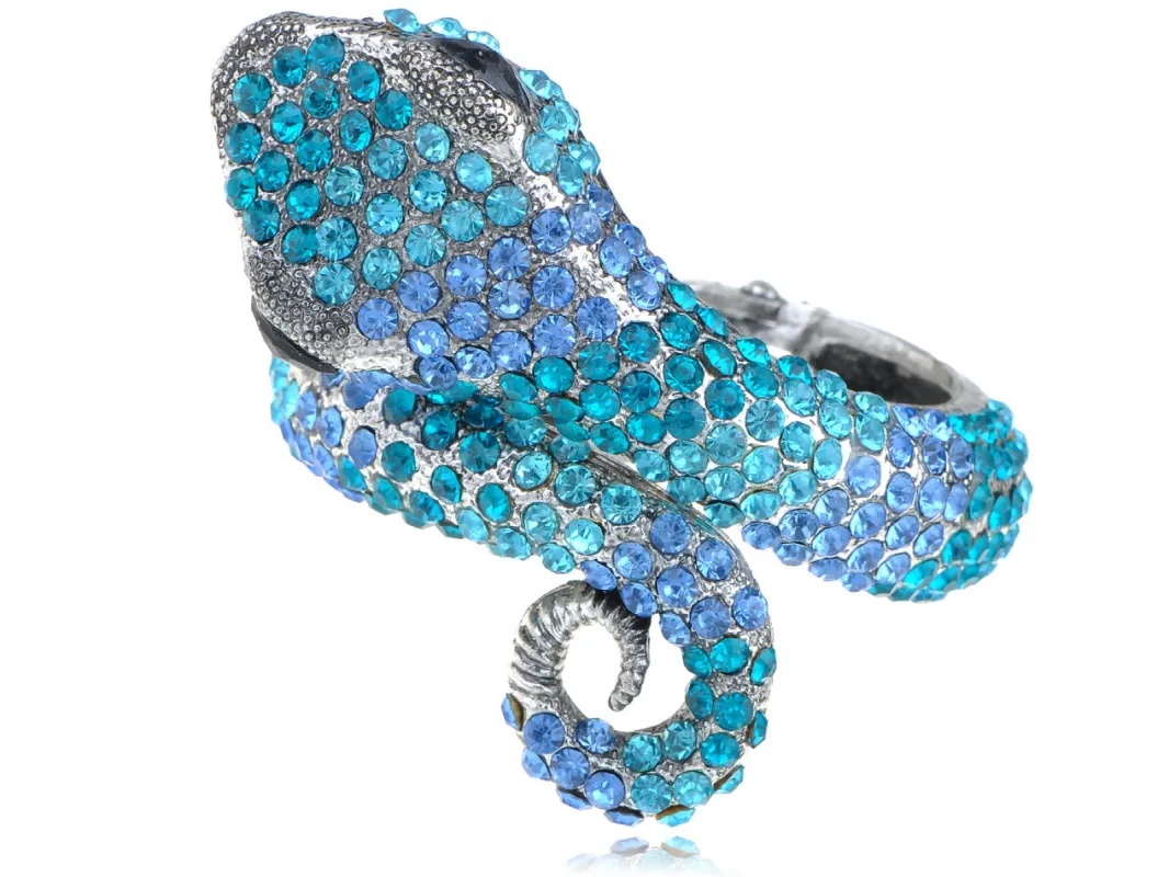 Vintage Snake Blue Sapphire Bracelet Bangle Cuff sold by Anna-Kaci