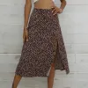 Animal Print Front Slit Skirt sold by Anna-Kaci