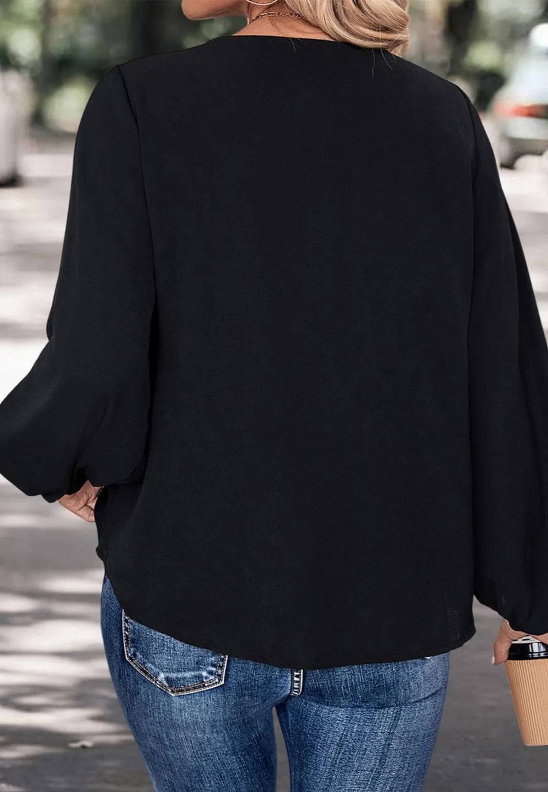 Animal Print Detail Long Sleeve Blouse sold by Anna-Kaci product image thumbnail 2