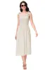 Anna-Kaci Women's Boho Summer Sleeveless Tie Straps Square Neck Smocked Split Midi Dress with Pockets sold by Anna-Kaci