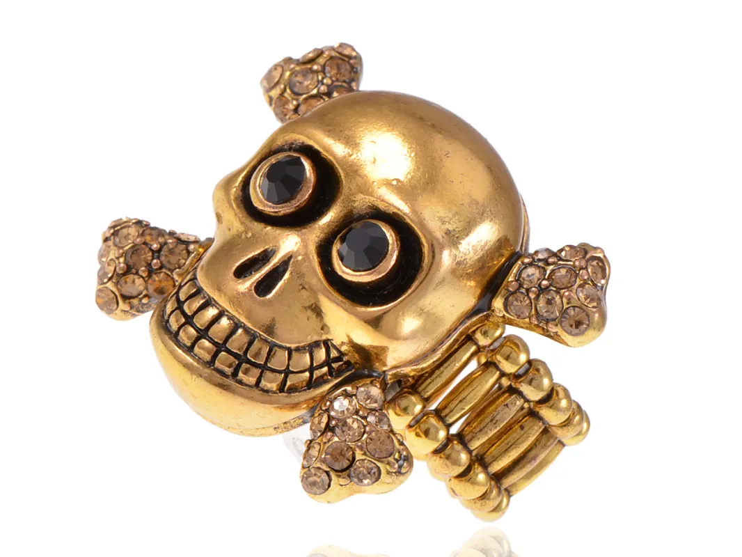 Antique Smiley Skull Bone Topaz Jet Ring sold by Anna-Kaci