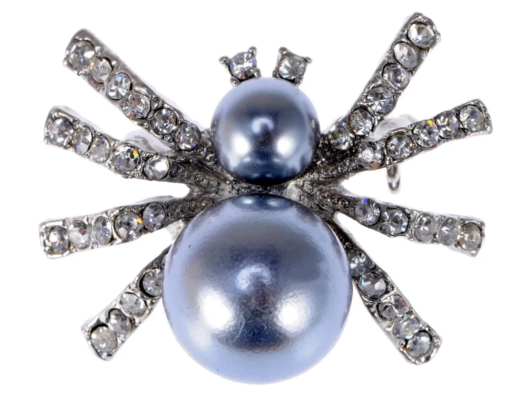Petite Pearl Opaque Spider Queen Insect Pin Brooch sold by Anna-Kaci