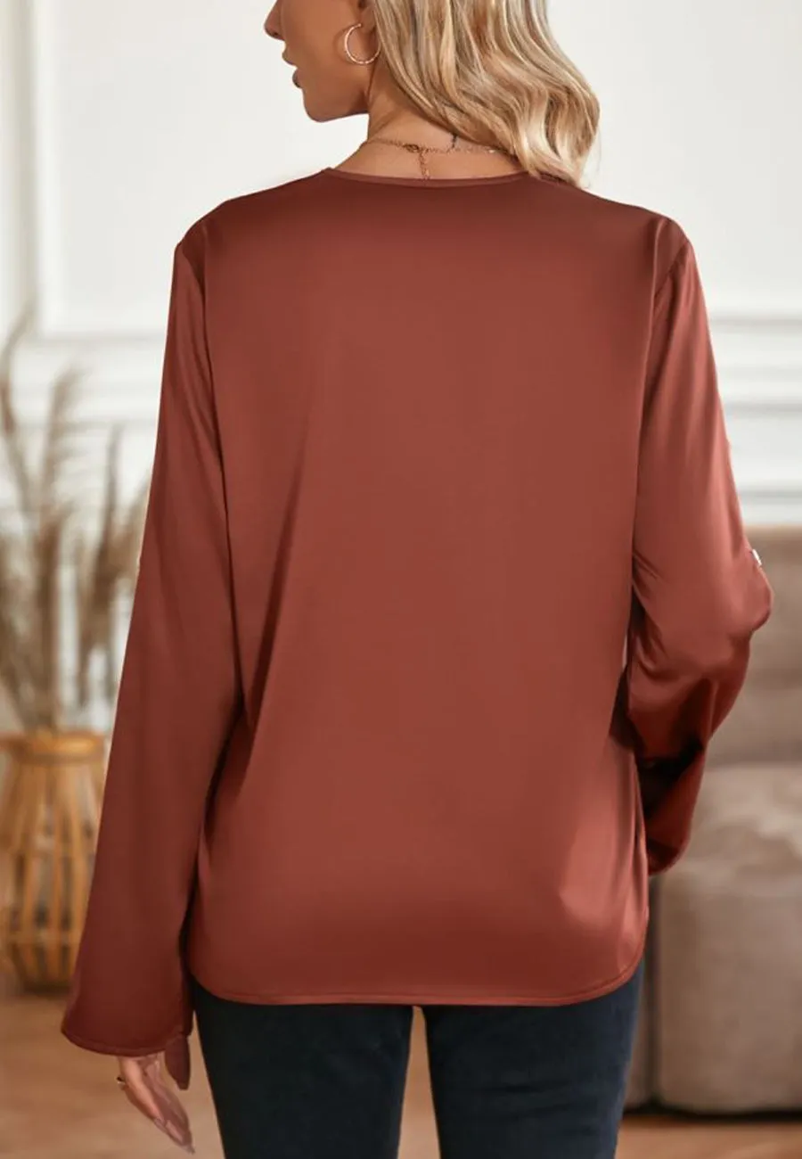 Elbow Roll Tab Collared Blouse sold by Anna-Kaci product image thumbnail 5