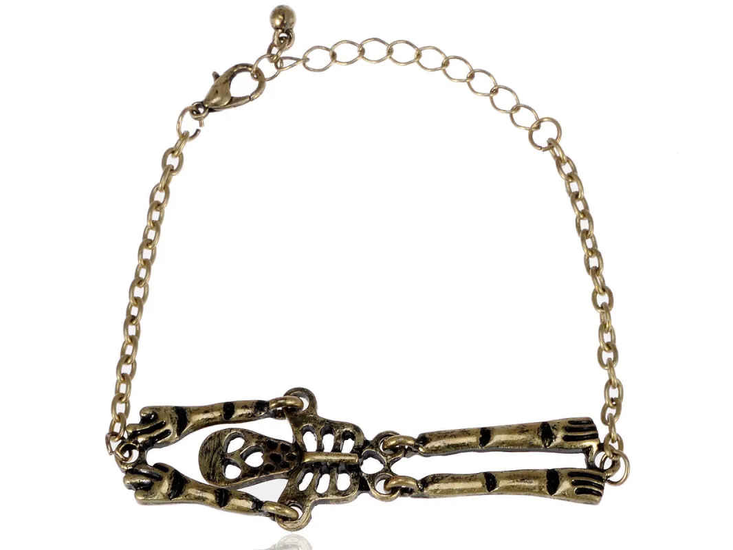 Antique Bronze Skeleton Pendant Bracelet made by Anna-Kaci
