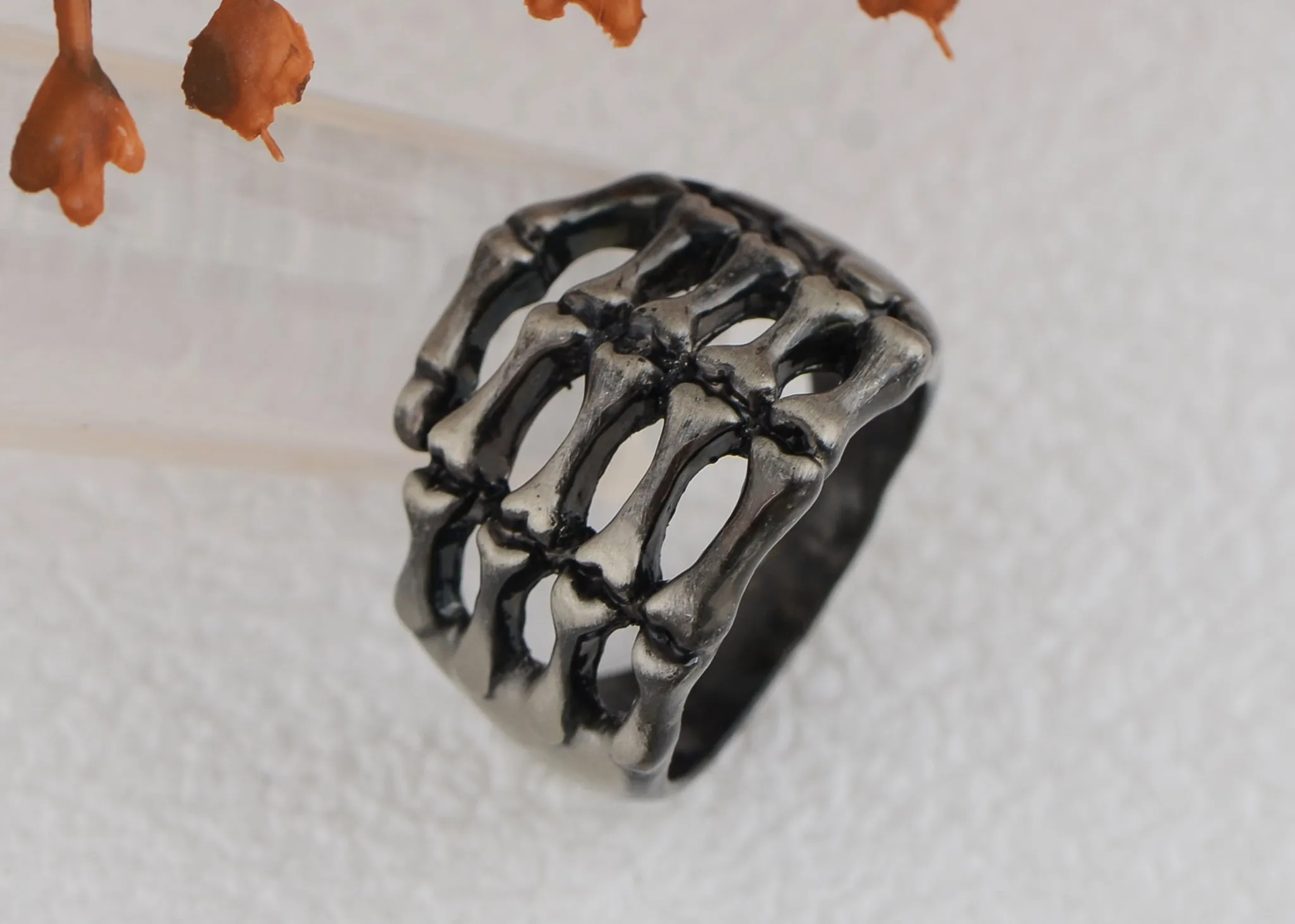 Gun Creepy Skeleton Hand Grasping Your Finger Statement Ring sold by Anna-Kaci product image thumbnail 2