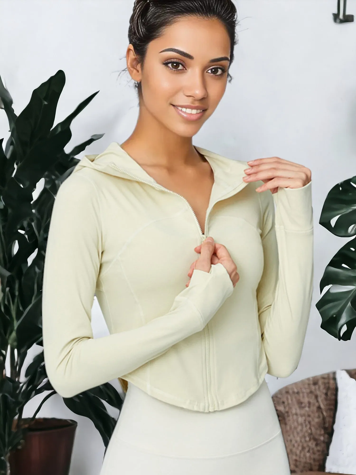 Zippered Hoodie Yoga Wear Long-Sleeved Jacket sold by Anna-Kaci product image thumbnail 3