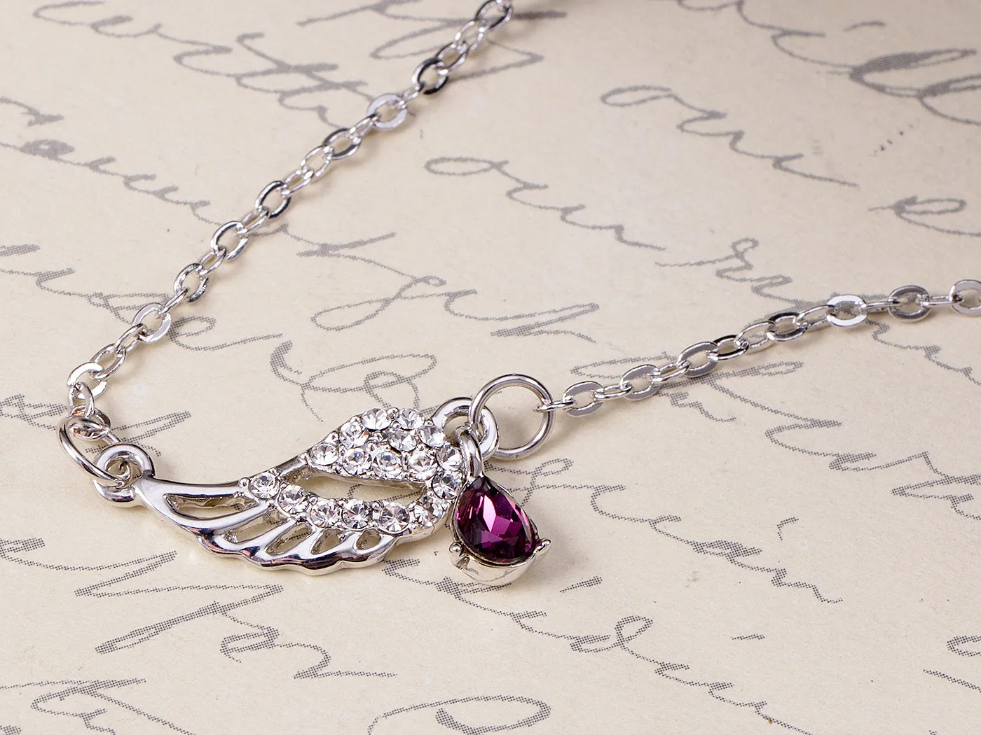 Swarovski Crystal Amethyst Elements Swan Wing Necklace sold by Anna-Kaci product image thumbnail 2