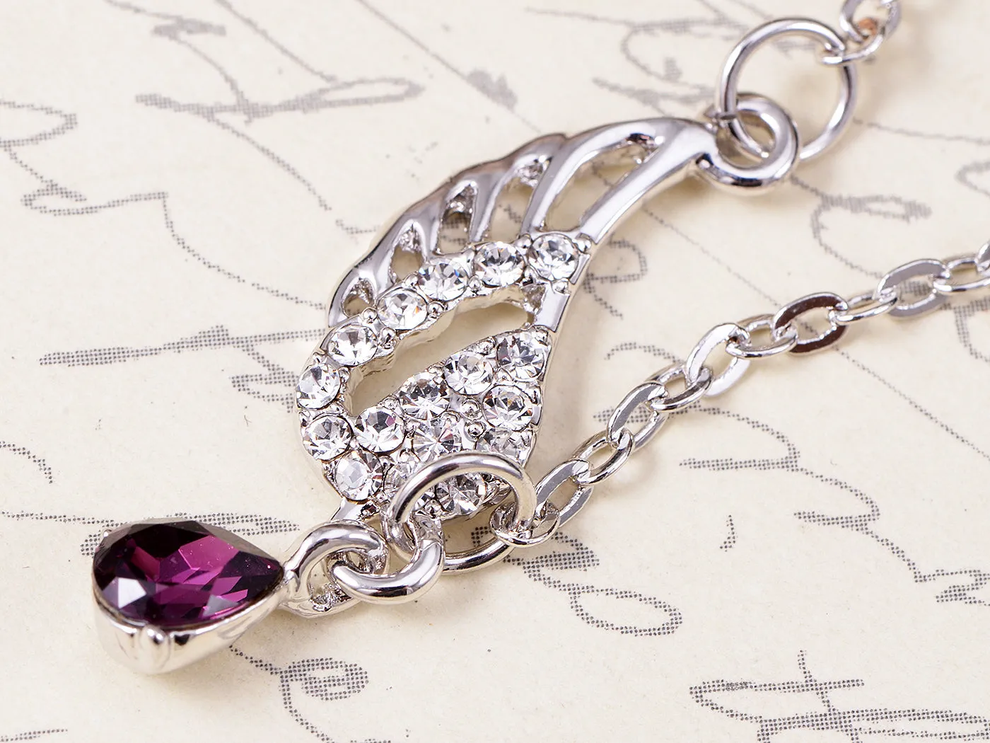 Swarovski Crystal Amethyst Elements Swan Wing Necklace sold by Anna-Kaci product image thumbnail 4