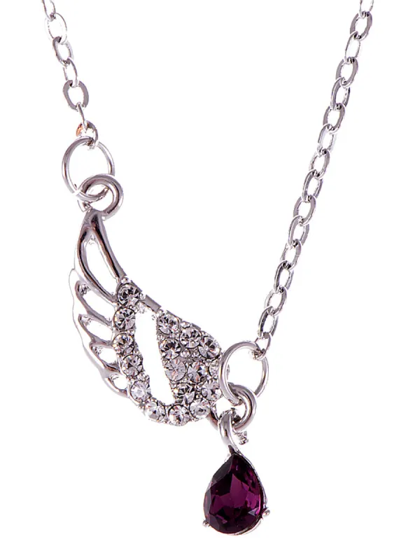 Swarovski Crystal Amethyst Elements Swan Wing Necklace sold by Anna-Kaci