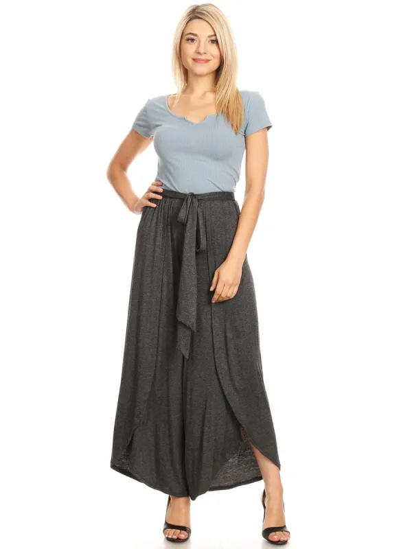 Boho High-Waist Split Wide Leg Capri sold by Anna-Kaci