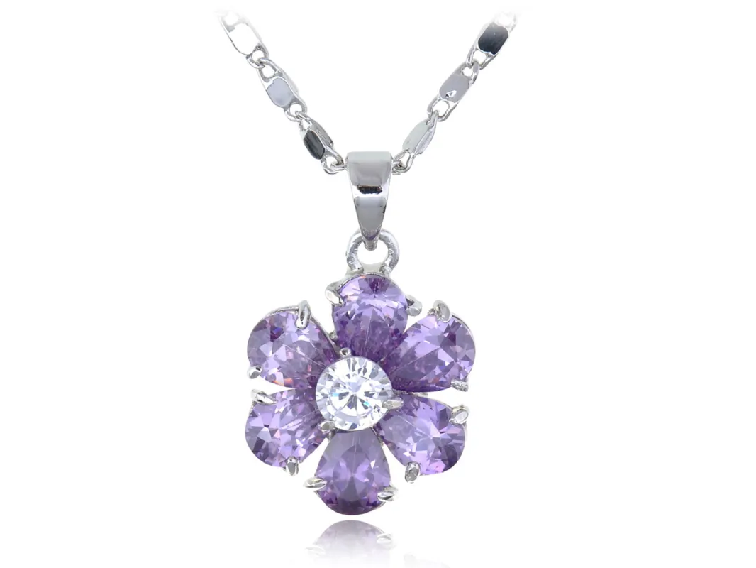 Swarovski Crystal Tanzanite Light Purple Rounded Petal Thorn Element Necklace sold by Anna-Kaci