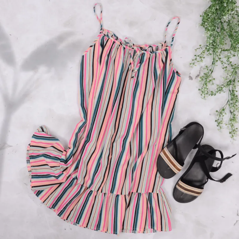Striped Ruffle Slip Tunic Dress sold by Anna-Kaci