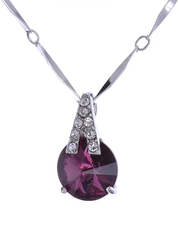 Swarovski Crystal Elements Amethyst Upside Down V Magic Necklace sold by Anna-Kaci