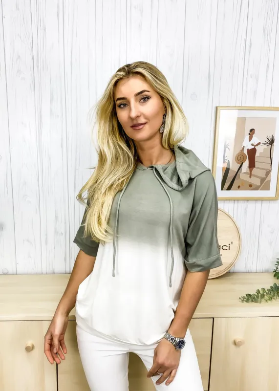 Ombre Tie-Dye Short Sleeve Hoodie sold by Anna-Kaci